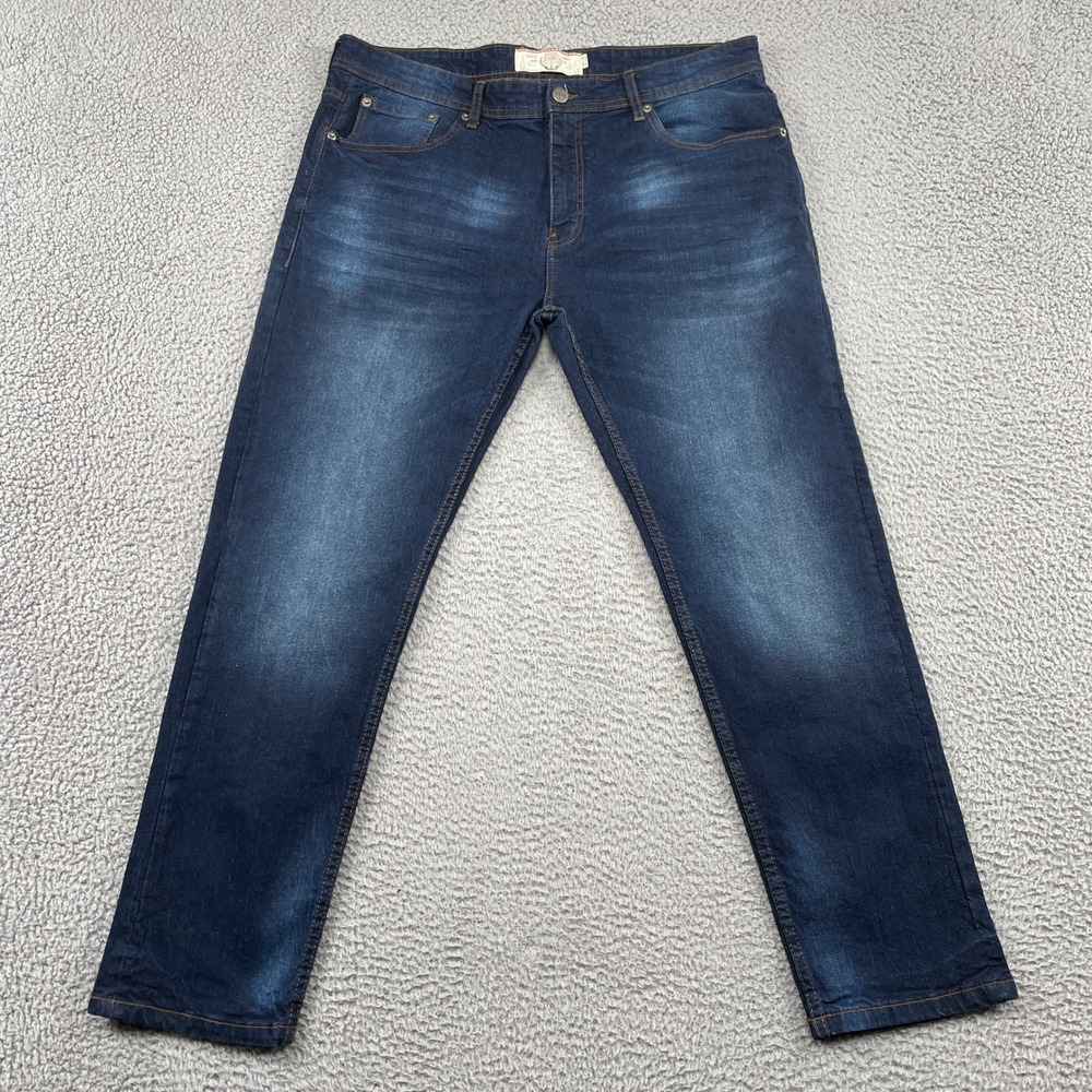 Akademiks Jeans Mens 38x30 Blue Jeanius Level Products Slim Straight Denim